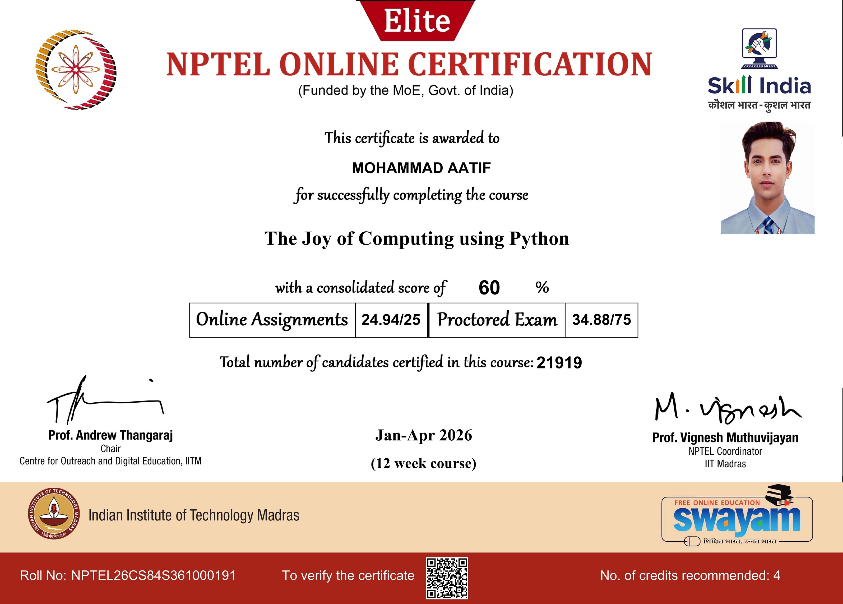 The Joy of Computing using Python – IIT Madras